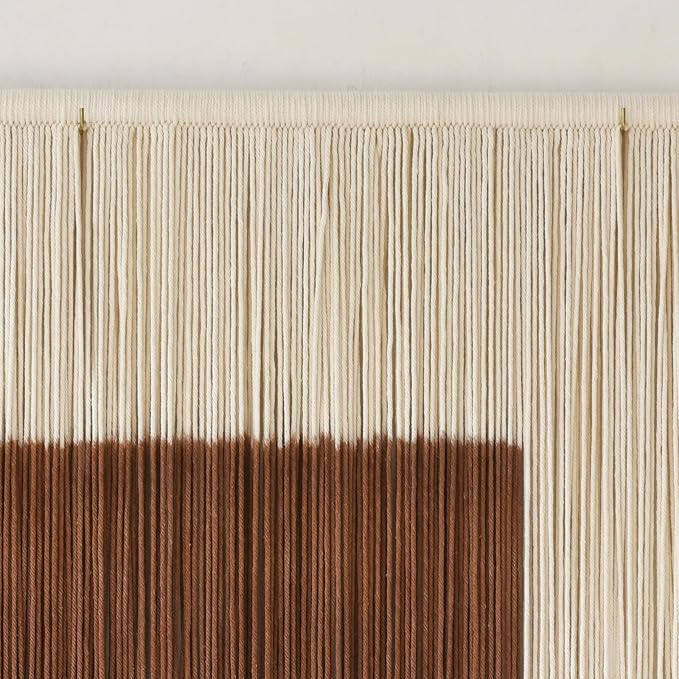 Macrame Wall Hanging Large Dip Dyed Brown Boho Fiber Art Decor 57"W*35"L | Boho Wall Hanging, Large Wall Decor, Woven Fiber Art, Brown Dip Dyed Design, Handmade Textile Artwork,for Bedroom Living Room