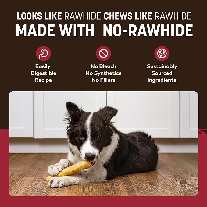 Earth Animal No Hide Dog Chews - Rawhide Free Medium Rolls 6 Count Beef | Medium Beef Flavored Natural Rawhide Free Long Lasting Dog Chews - Treats for Medium Dogs and Aggressive Chewers