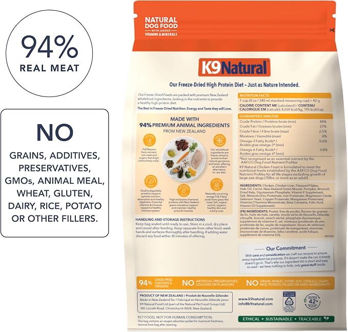 K9 Natural - Freeze Dried High Protein Grain-Free Dog Food Or Topper