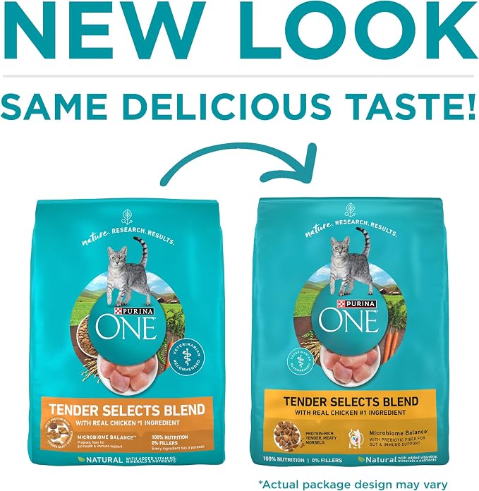Purina ONE Natural Dry Cat Food, Tender Selects Blend With Real Chicken - 22 lb. Bag