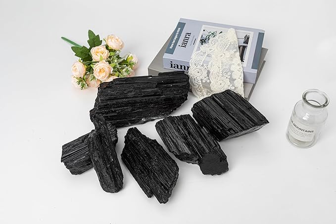 Large Raw Black Tourmaline Crystal Natural Rough Stone Healing Crystals for Meditation Reiki Energy Decoration 2-3lbs