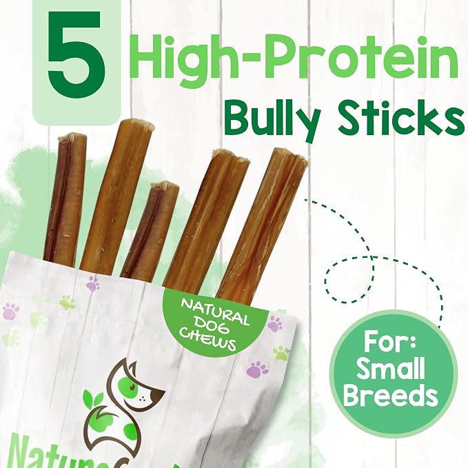 Nature Gnaws Super Skinny Bully Sticks 5-6" Rawhide Free Dog Chew, 15 Count | Long Lasting for Light Chewers and Puppies - Extra Thin Natural Beef Dog Chew Treats - No Artificial Preservatives