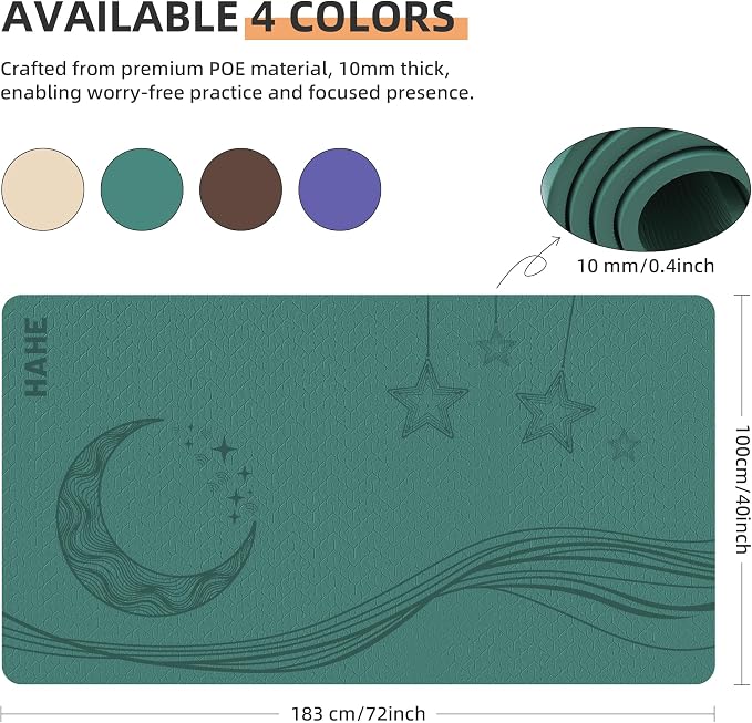 Extra Wide Yoga Mat, 72"x40"x0.4"Thick, Large Exercise Mat, Oversized Non Slip Workout Mat with Strap for Yoga, Pilates, Fitness, Home Gym Studio