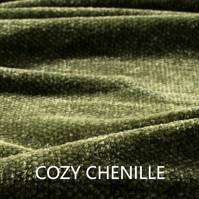 Chenille Throw Blanket for Couch 50" x 60", Olive Green | Soft Cozy Throws with Fringe Tassel, for Living Room Bed Sofa Chair Cover, Lightweight Knitted Boho Blankets Christmas Decor