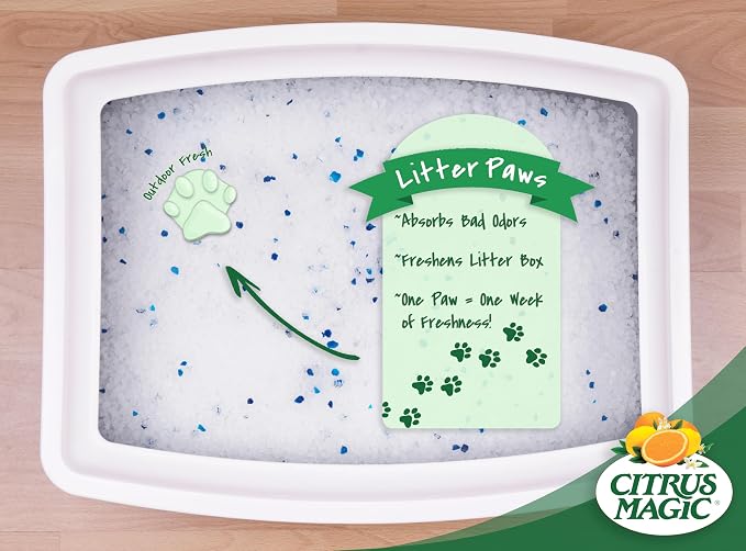 Citrus Magic Pet Odor Eliminator Litter Paws, Outdoor Fresh, 2 Pack | Odor Absorber for Cat Litter Boxes, Air Fresheners for Home with Pets, 6 Paws per Pack