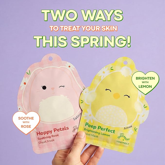 TONYMOLY x Squishmallows Aimee Easter Sheet Mask – Vitamin C & Lemon Brightening Facial Mask for Dull Skin, Hydrating K-Beauty Treatment, Easter Basket Stuffer for Teens, Girls & Spring Self-Care