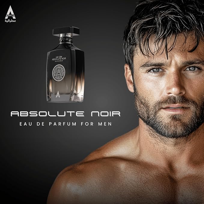 Atralia Absolute Noir Eau De Parfum for Men 100Ml 3.4Oz - Luxurious and Long Lasting Fragrances with Top Notes of Bergamot, Lemon, Grapefruit, Pink Pepper