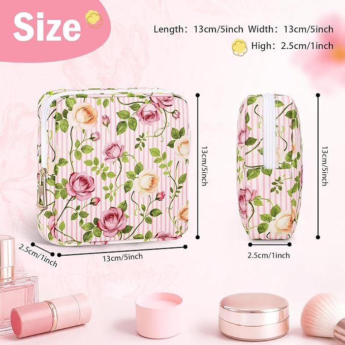 Period Bag Discreet Sanitary Napkin Storage Bags Pad Pouch | Flower Print Deisgn, Portable, Menstrual Cup & Pad Holder, First Period Kit Storage, Feminine Bag for Women