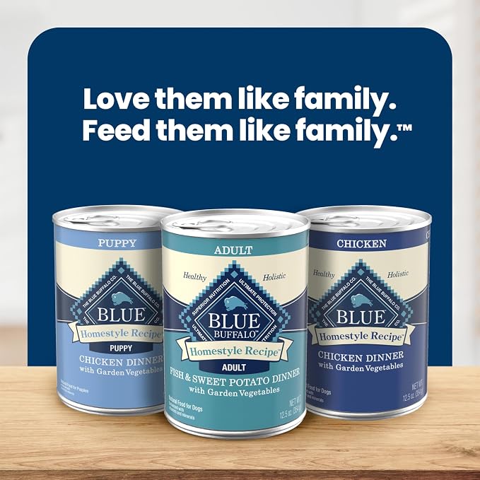 Blue Buffalo Homestyle Recipe Fish Adult Wet Dog Food, 12.5 oz, 12 ct | Fish and Potato Dinner with Garden Vegetables, No Chicken By-Product, Corn, Wheat, or Soy