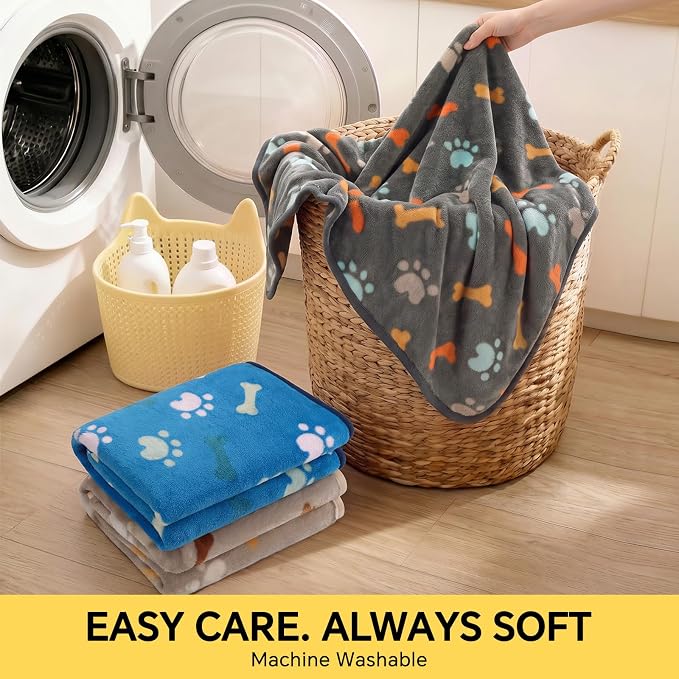 Luciphia 3 Pack Cute Dog Blankets Soft Fleece for Small Puppy Cat,23"x16" | 280GSM Fuzzy Doggy Kitten Throw Blankets Washable for Crate Bed Couch Car Indoor - Puppy Essentials Dog Gift