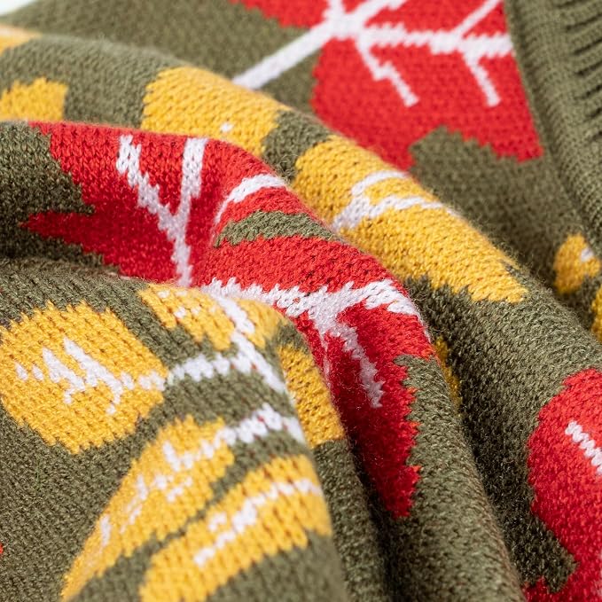 Fitwarm Maple Dog Sweater, Thermal Dog Winter Clothes for Small Dogs Boy Girl, Fall Pet Outfit, Red, Yellow, White, Olive Green, XXL