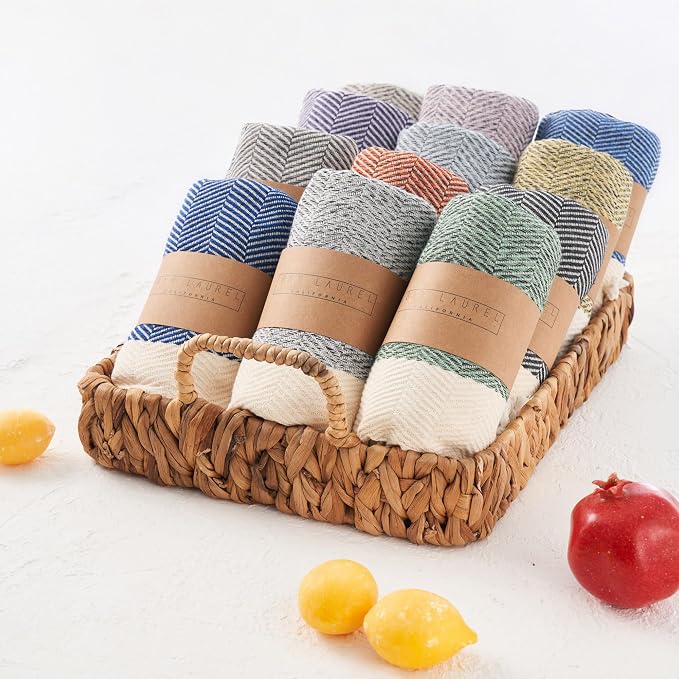 BAY LAUREL Turkish Hand Towel – Pack of 2 | Soft & Absorbent Decorative Towels for Bathroom, Hand, Face, Hair, Gym, Yoga, SPA, Kitchen & Tea | Boho Decor(Blush Pink, Herringbone 15x26 Inches(Set of 2)