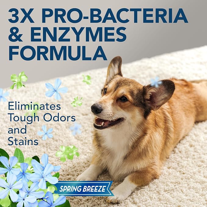 Simple Solution Pet Stain & Odor Remover, Enzyme Stain Cleaner, 32oz | Dog Stain & Odor Remover, Pet Urine Enzyme Cleaner, Dog Urine Carpet Cleaner, Pet Odor Eliminator, Spring Breeze Scent