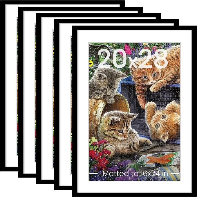 upsimples 20x28 Picture Frame, Gallery Wall Frames Set of 5, Black | Poster Frame Collage Wall Decor, 16x24 Picture Frame with Mat for Family, Puzzle, Hallway, Christmas