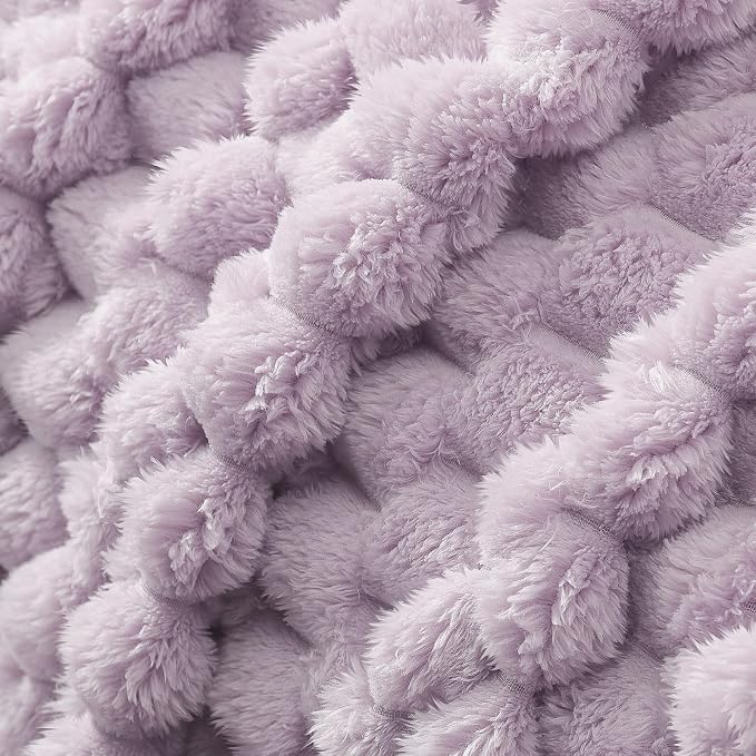 Whale Flotilla Soft Fleece Twin Size Bed Blanket Luxury 3D Jacquard, Lilac | Lightweight Coverlet Bedspread, Super Cozy Plush Fluffy Fuzzy All‑Season Decorative Blanket for Bed, Dorm Essentials, 60"x80"