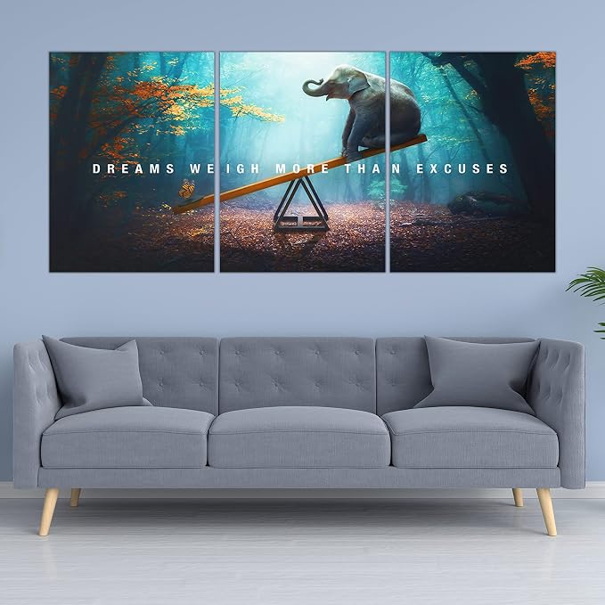 Yetaryy Motivational Poster Inspirational Wall Art 3 Pieces Canvas Painting Lion Artwork for Living Room Office Modern Home Decor Prints Pictures Wall Decor Framed Ready to Hang [72''Wx 36''H]