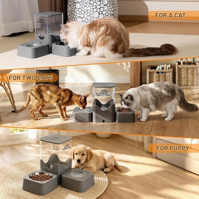 Automatic Dog Water Dispenser Gravity | 2 in 1 Gravity Cat Food Dispenser with 180 Degree Rotatable, Pet Self Feeding Large Capacity for Small Dogs Puppy Kitten