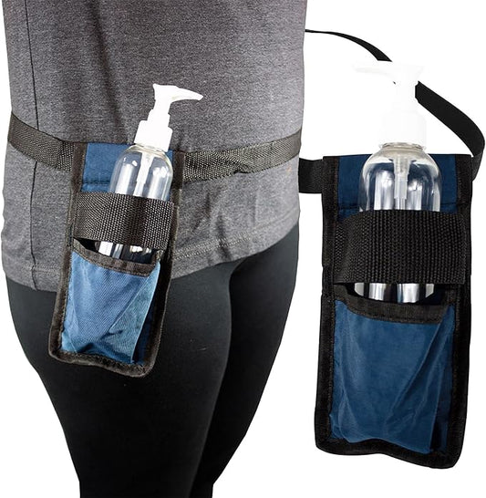 NRG Massage Holster - Single Massage Oil, Lotion and Cream Bottle Holster - Holds up to an 8 Ounce Bottle - 50 Inch Long Adjustable Belt - Durable Nylon Fabric - Washable - Color: Black