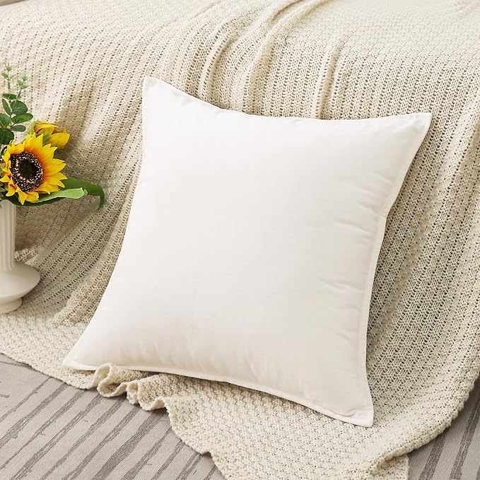 Velvet Cream white Throw Pillow Covers 18”x18”Pack of 2 Soft Decorative | Square Cushion Covers for Couch Sofa Bed Livingroom Car Home Decor,45x45Cm