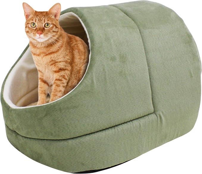 Self Warming Burrow Cat Bed, Washable Pet Hideway House | Keep Warming, Machine Washable, Easy to Clean, Soft & Comfortable, Pet Beds fo Cats & Dogs, Cozy Privacy Nook
