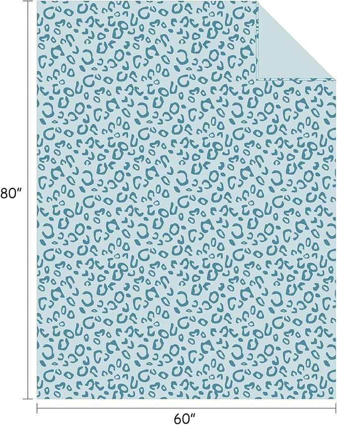 Flannel Fleece Throw Microfiber Blanket with 3D Cheetah Print,60"X80",Lake Blue