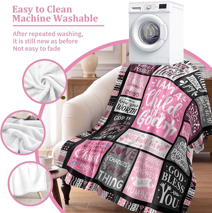 Christian Gifts for Women, Baptism Gifts for Girl, Religious Gifts for Women, Christian Blanket, Catholic Spiritual Bible Merch 60"x50" Throws Blanket for Christmas Birthday