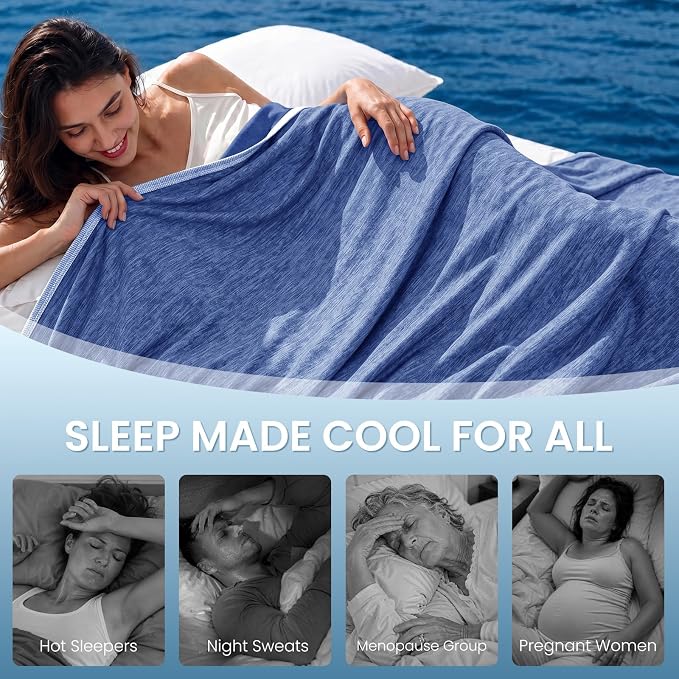 Cooling Blanket Queen Size 90"x90" for Hot Sleepers Summer Blanket | Absorbs Heat Cold Summer Blanket for Night Sweats & Menopause Q-Max>0.5 Lightweight Breathable Soft Double-Side Cooling