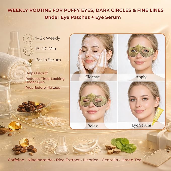 GONIM Eye Patches Collagen Under Eye Patches with Eye Serum, Retinol PDRN Eye Masks for Puffy Eyes and Dark Circles, Anti Aging Cream-Silk Texture Under Eye Mask, Gifts for Women, Hydrating 8 pcs