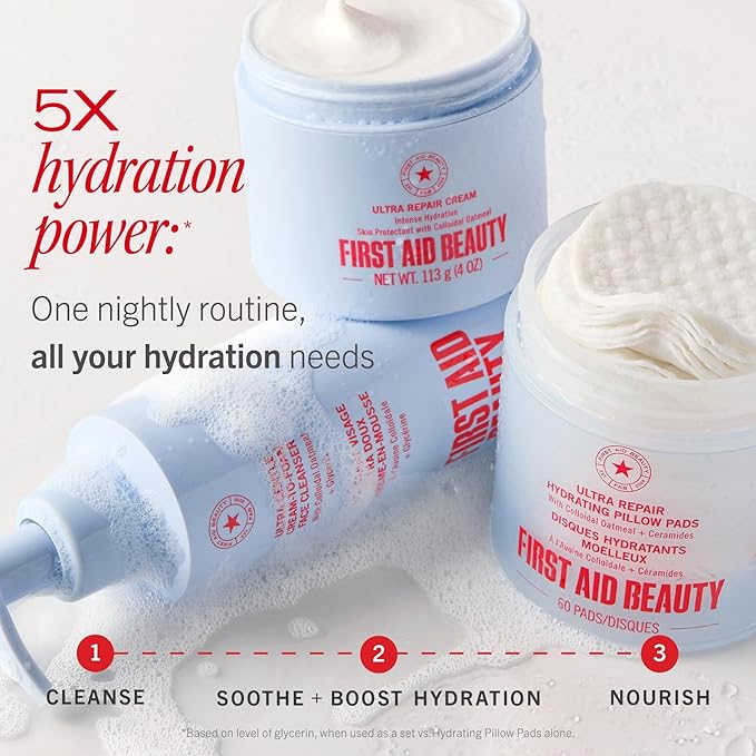First Aid Beauty Ultra Gentle Cream-to-Foam Pure Facial Cleanser – Makeup Removing Face Cleanser - Face Wash with Colloidal Oatmeal & Glycerin, for Sensitive, Acne & Blemish-Prone Skin, 10 oz