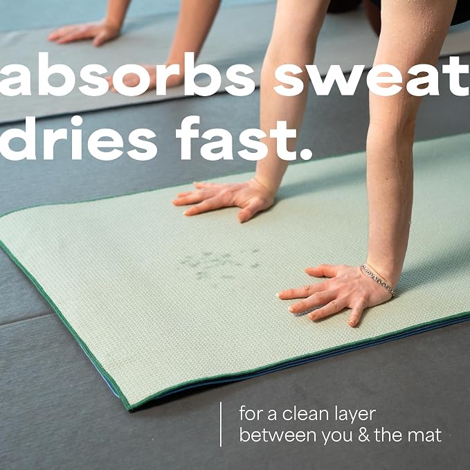 S&T INC. Aura Yoga Mat Towel with Non-Slip Grip, Enhanced Silicone Grip, Soft and Absorbent for Gym, Pilates, and Hot Yoga Mat, 2 Pack, 24 inches x 72 inches, 340GSM, Sage Green