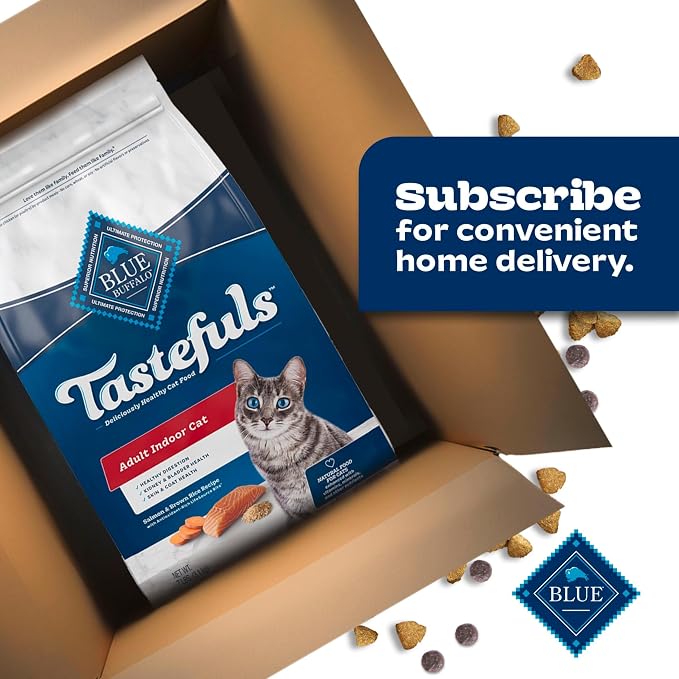 Blue Buffalo Tastefuls Salmon Adult Indoor Dry Cat Food, 5 lb | Salmon & Brown Rice Recipe, Antioxidant-Rich LifeSource Bits, No Corn, Wheat, or Soy