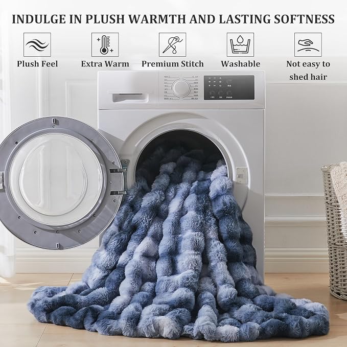 Faux Fur Throw Blanket for Couch, 1000 GSM Cozy Fuzzy Fluffy Soft Plush Thick Bubble Sherpa Blanket for Sofa Bedroom Living Room, Mothers Day Birthday Gifts for Women Home Decor