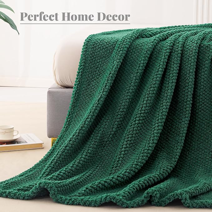 Whale Flotilla Soft Fleece King Size Bed Blanket, Emerald Green | 90x104 Inch, Suitable for Bed, Fluffy Fuzzy Jacquard Blankets for All Season, Lightweight and Cozy