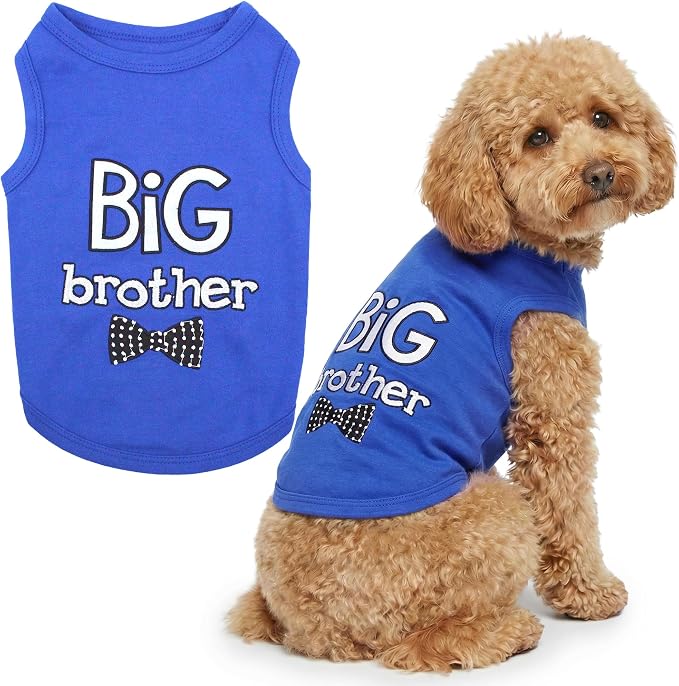 Parisian Pet Dog Shirt – 100% Cotton Shirts for Large Dogs – Blue Sleeveless Pet Clothes – Lightweight and Breathable Dog Apparel – Boy Big Brother Dogs Clothes - Stretchy Pet T Shirts