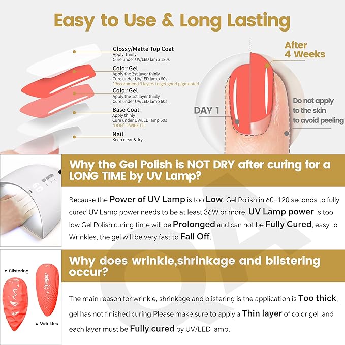 YTD Likomey Coral Orange Gel Nail Polish,15ml Salon Home DIY Manicure and Pedicure Fall Winter Soak Off UV Color Varnish,CS443