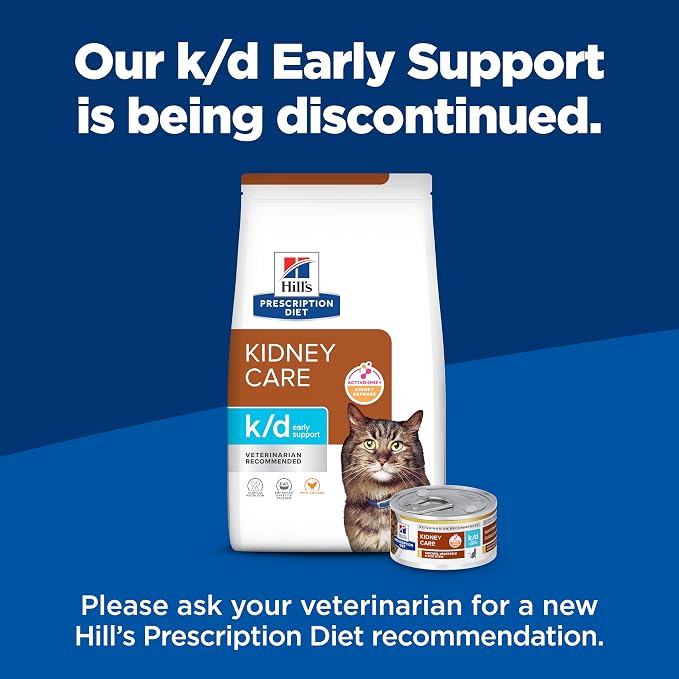 Hill's Prescription Diet k/d Early Support Kidney Care Wet Cat Food | #1 Veterinarian Recommended, Chicken, Vegetable & Rice Stew, 2.9 oz. Cans, 24-Pack