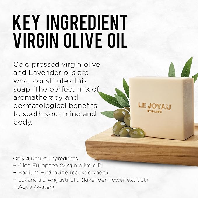 LJO Chemical-Free Soap | No Titanium Dioxide | No Artificial Perfumes | Handmade with Certified Essential Oils | All-Natural Lavender Soap Bar | Naturally Matured for 5 Months | Pack of 1