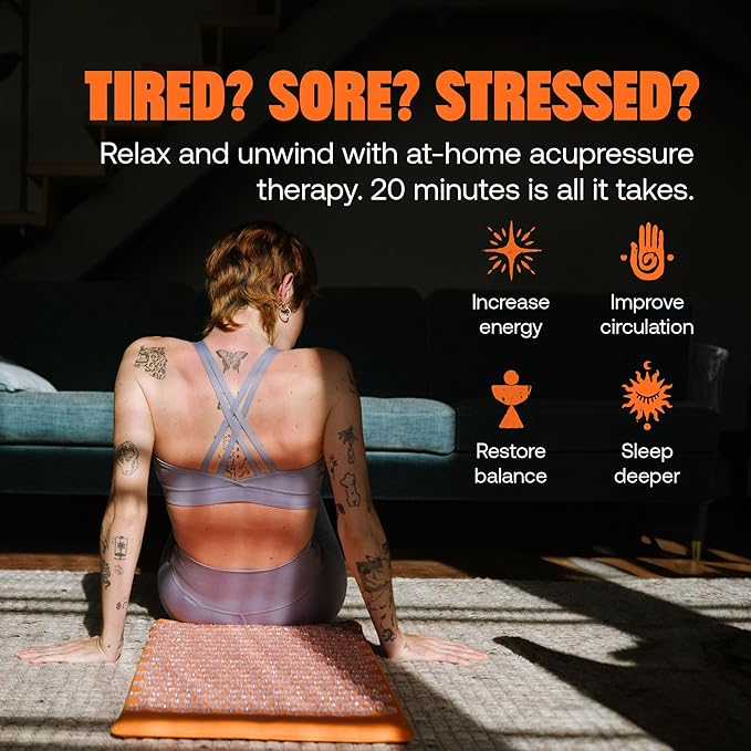 ShaktiMat Premium Acupressure Mat, Level 1 in Amber, Massage Muscles, Aid Sleep & Unlock Inner Tension | Similar to Acupuncture, No Needles Required | FSA/HSA Eligible