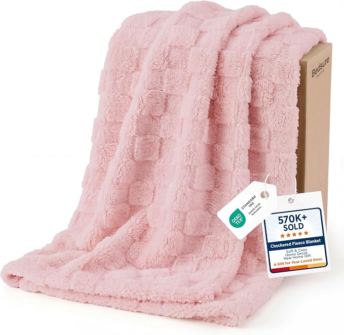 Bedsure GentleSoft Twin XL Blanket for Bed - Super Soft Cozy Fleece Blankets, Cute Throws for Girls, Dorm Room Essentials for Girls Teens Back to School, Pink, 66x90 Inches