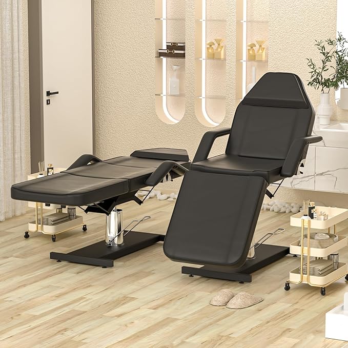 Hydraulic Tattoo Chair Bed for Client Spa Bed with Stool Height Adjustable Facial Beds for Esthetician Chair Aesthetic Treatment Table