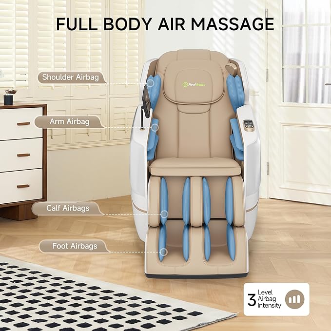 springspa Massage Chair Full Body Shiatsu Recliner with SL Track, Zero Gravity, 3 Massage Intensity, Shortcut Key, Foot Rollers, Bluetooth Speaker, Q23 Khaki
