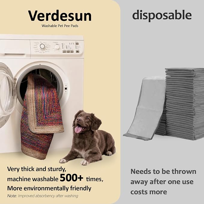 Washable Pee Pads for Dogs, Reusable Puppy Potty Training Pads, Ultra-Absorbent Thick Waterproof Leak-Proof Non-Slip Pads & Mat for Crate, Playpen, Floor, Whelping & Housebreaking , 2 Pack 54"x54"