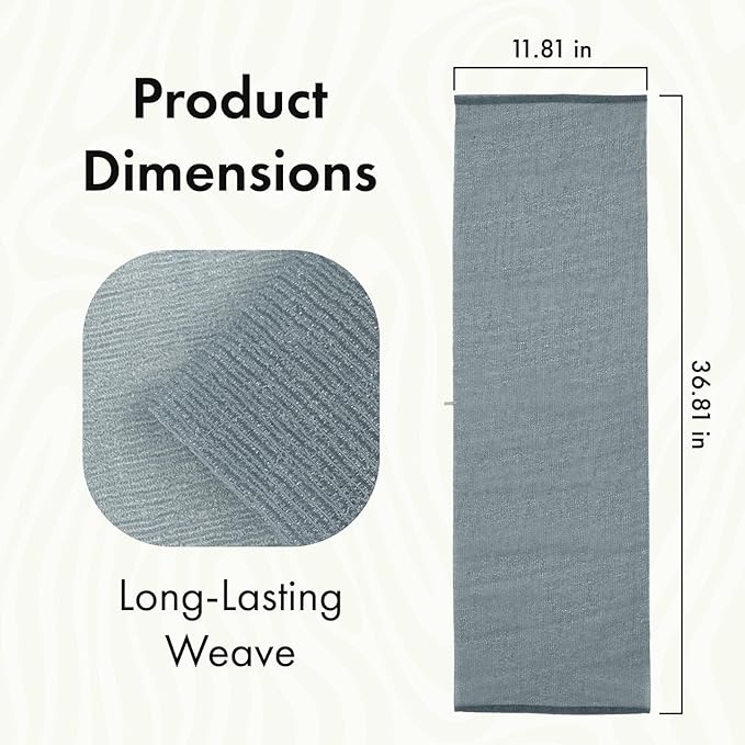 Bathway Exfoliating Washcloth, Nylon Bath Towel Body Scrubber with Hanging Strap, Back Scrubber for Shower Japanese Washcloth Loofah - Deep Clean & Rich Lather (Pink & White & Grey, Pack of 3)