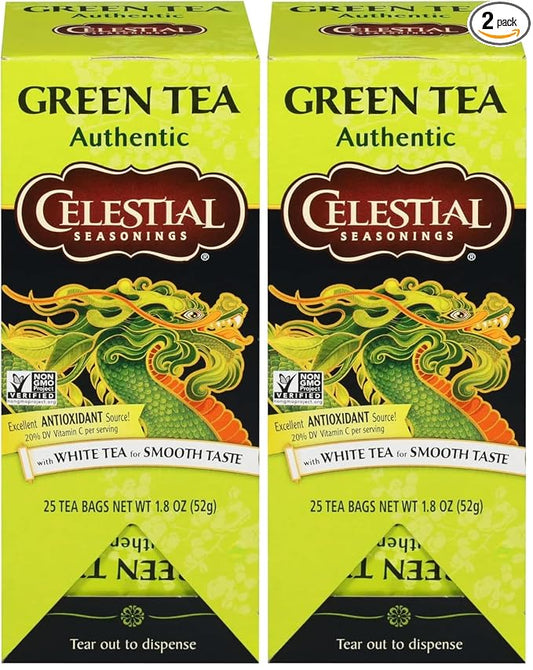 Celestial Seasonings Authentic Green Tea 25 Tea Bags (Pack of 2)