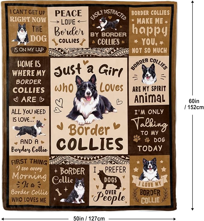 Border Collie Gifts for Women/Border Collie Lovers Blanket 50"x60" | Gifts for Border Collie Lovers/Owner for Birthday/Christmas Soft Fuzzy Fleece Throw Blanket for Bedroom, Home, Travel 50"x60"