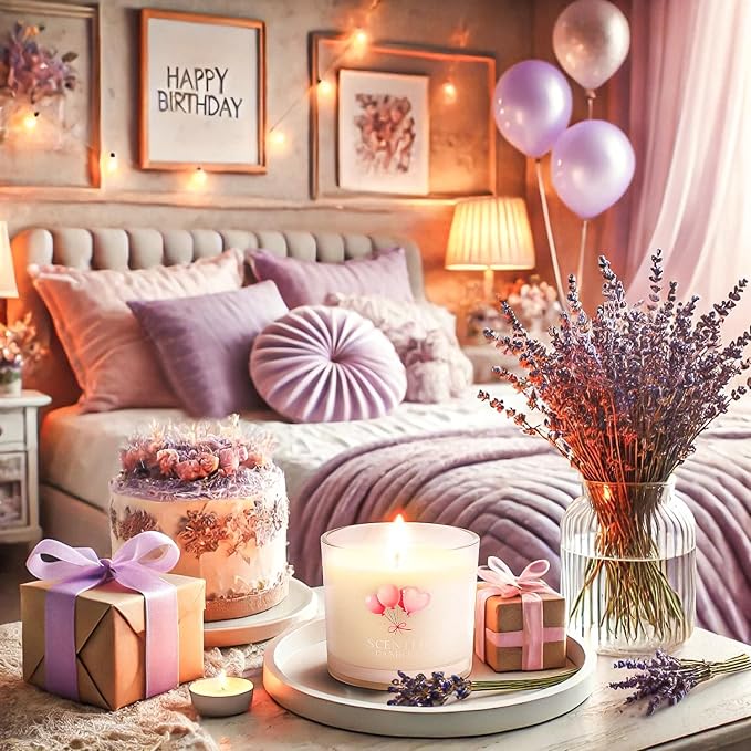 CHILLFLAME Birthday Candles, Scented Candles Gift Set for Stress Relief, 6 Votive Candles for Women and Men, Birthday Candle Gifts for Women (6 Colors, 14 oz)