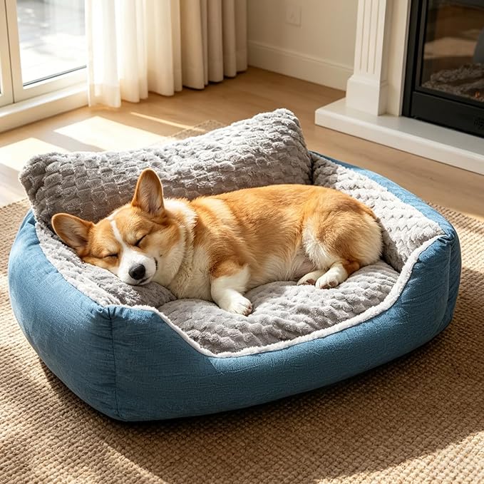 Medium Dog Bed, Orthopedic Bolster Sofa with Soft Plush Cushion, Machine Washable Non-Slip Bottom for Joint Pain Relief,30"x24"x13" All Season Comfort for Dogs Up to 33 lbs