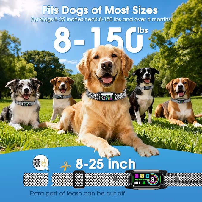 Dog Barking Collar, Smart Anti Bark Collar with Dual-Trigger False Filter & USB Fast Charging, 4 Gentle Prompt Modes, IP67 Waterproof Behavior Reminder Collars for Small Large Medium Dogs (Black)