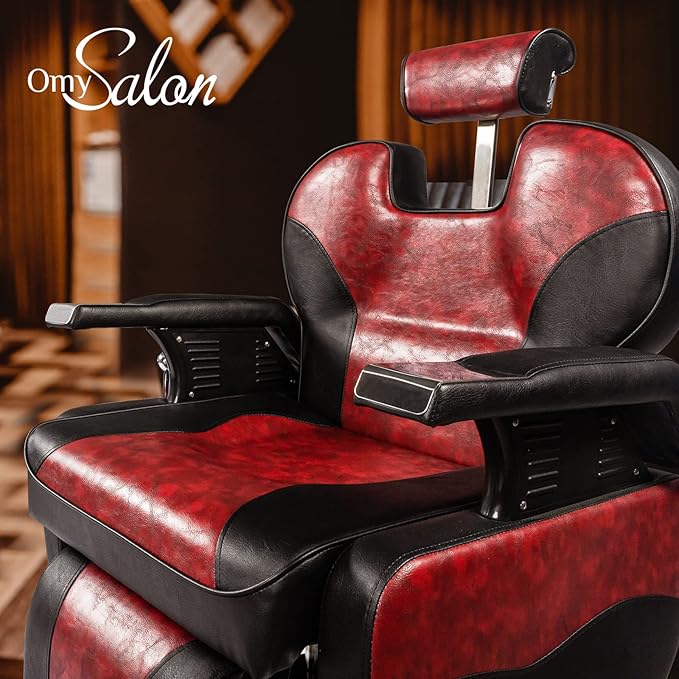 OmySalon Classic Barber Chair Reclining Hair Salon Stylist Chair All Purpose, Heavy Duty Hydraulic Pump, Adjustable Headrest, Tattoo Barbershop Beauty Spa Equipment