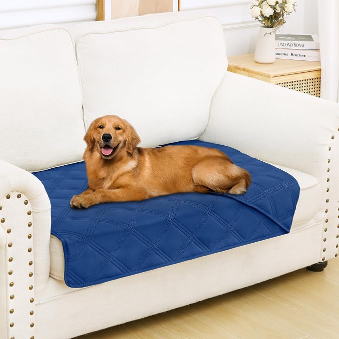 Smiry Waterproof Dog Bed Cover, Reversible Pet Blanket for Sofa Couch | Soft Washable Dog Blanket, Leakproof Couch Cover for Dogs Cats & Furniture Protection, 30x53, Navy/Navy
